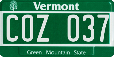 VT license plate COZ037