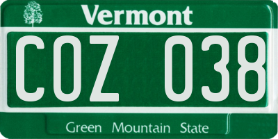 VT license plate COZ038