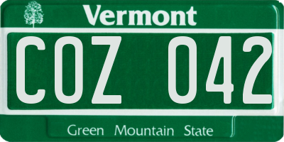 VT license plate COZ042