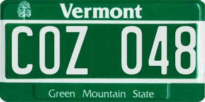 VT license plate COZ048