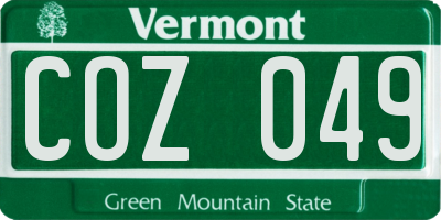 VT license plate COZ049