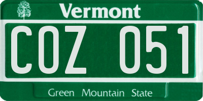 VT license plate COZ051
