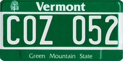 VT license plate COZ052