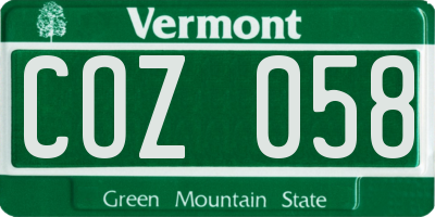 VT license plate COZ058