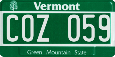 VT license plate COZ059