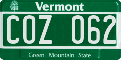 VT license plate COZ062