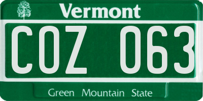 VT license plate COZ063