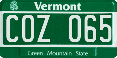 VT license plate COZ065