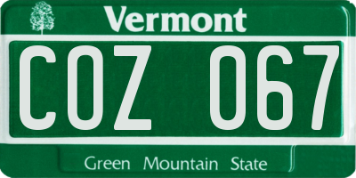 VT license plate COZ067