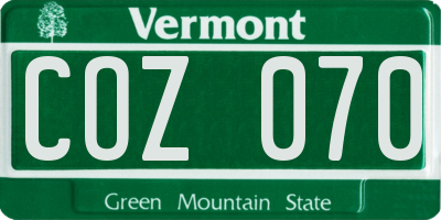 VT license plate COZ070