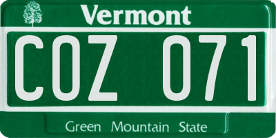 VT license plate COZ071