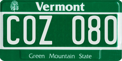 VT license plate COZ080