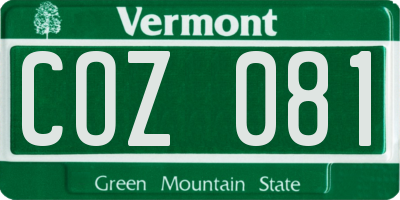 VT license plate COZ081