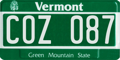 VT license plate COZ087