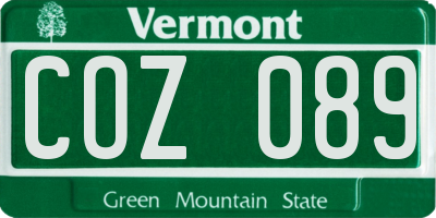 VT license plate COZ089