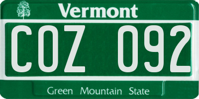 VT license plate COZ092