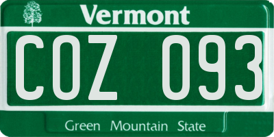 VT license plate COZ093