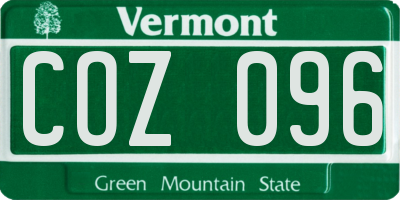 VT license plate COZ096