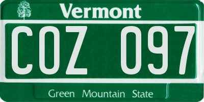 VT license plate COZ097