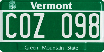 VT license plate COZ098