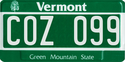 VT license plate COZ099