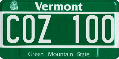 VT license plate COZ100