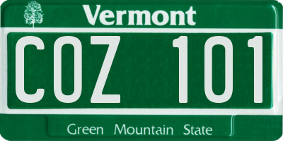 VT license plate COZ101