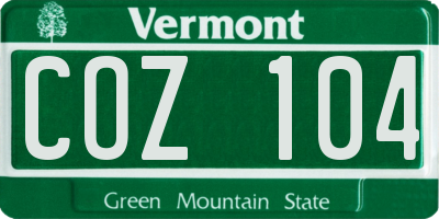 VT license plate COZ104