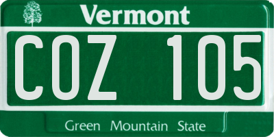 VT license plate COZ105