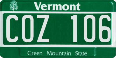 VT license plate COZ106