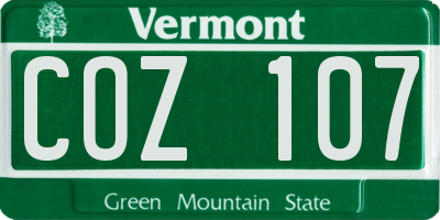 VT license plate COZ107