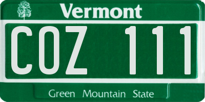 VT license plate COZ111