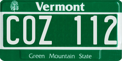 VT license plate COZ112
