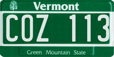 VT license plate COZ113