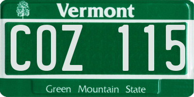 VT license plate COZ115