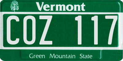 VT license plate COZ117