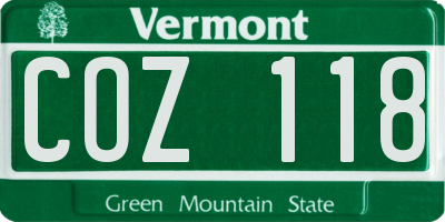 VT license plate COZ118