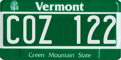 VT license plate COZ122