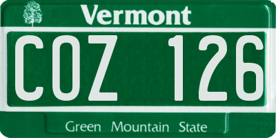 VT license plate COZ126