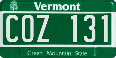 VT license plate COZ131