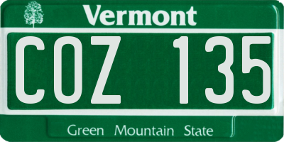 VT license plate COZ135
