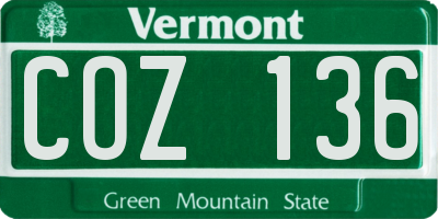 VT license plate COZ136