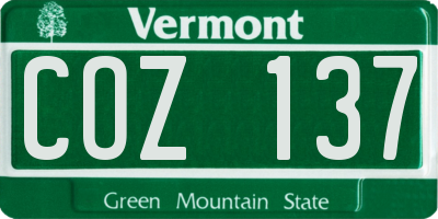 VT license plate COZ137