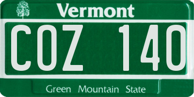 VT license plate COZ140