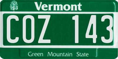 VT license plate COZ143
