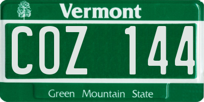 VT license plate COZ144
