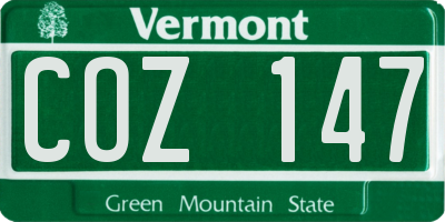 VT license plate COZ147