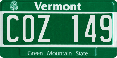 VT license plate COZ149