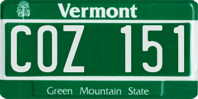 VT license plate COZ151