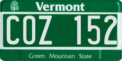 VT license plate COZ152